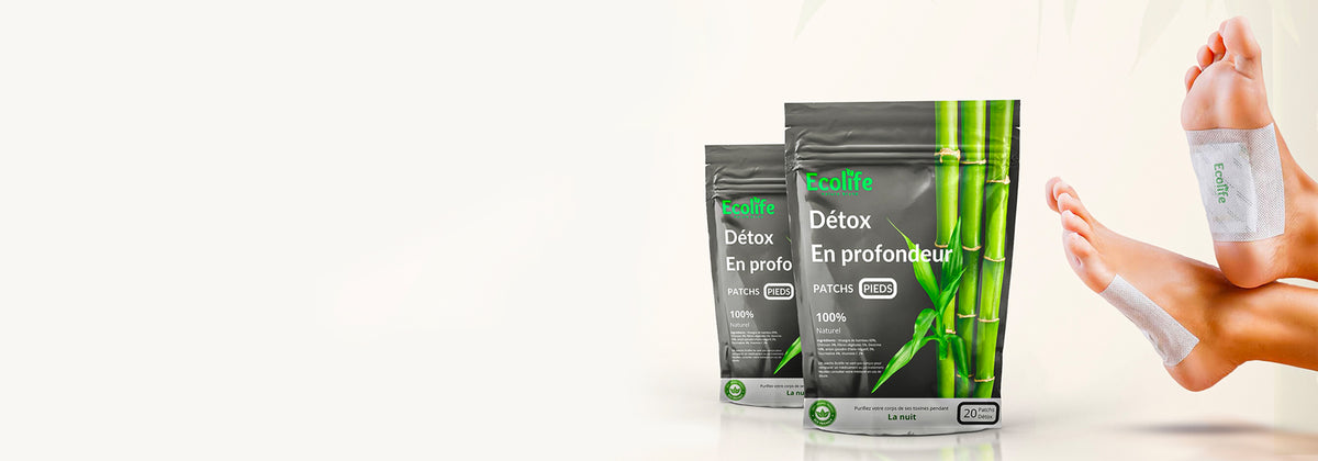 Patchs détox Ecolife posés sous les pieds